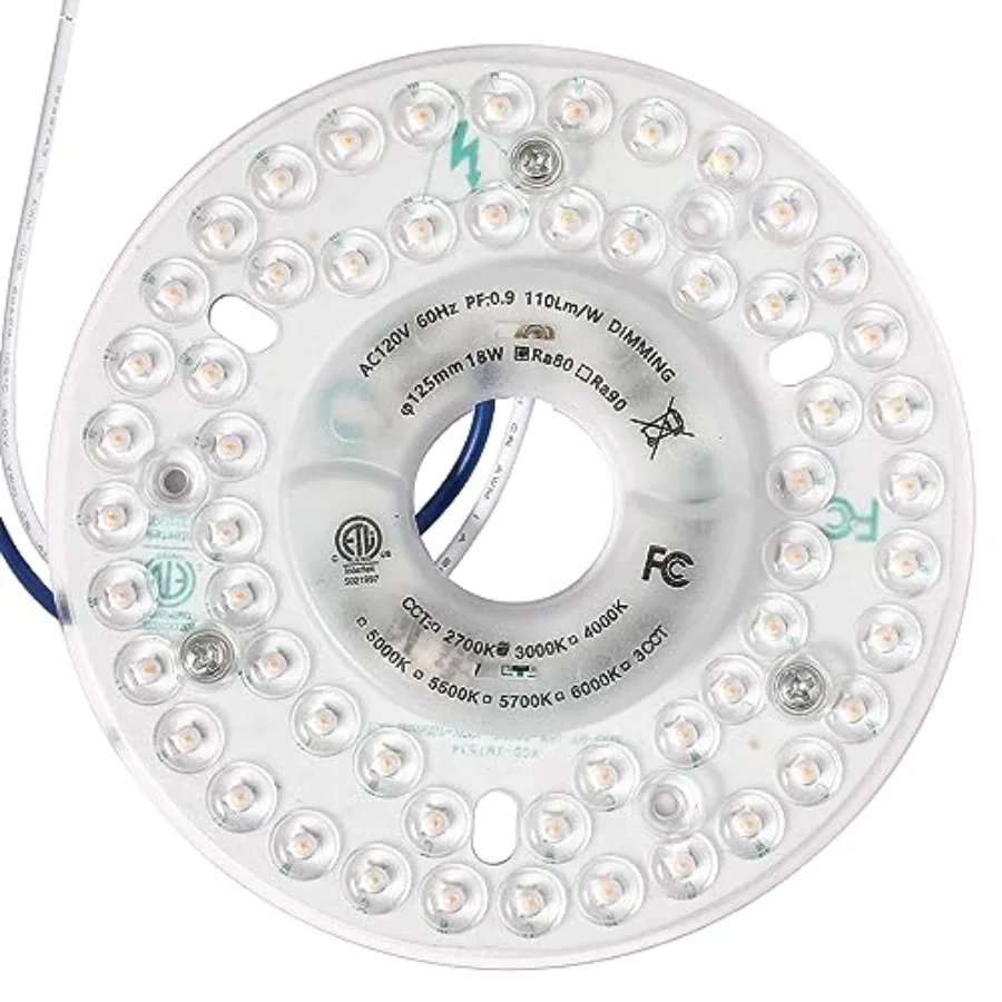 4.92'' LED Ceiling Fan Light Retrofit Kit, Ceiling Flush Light, Ceiling Light Replacement Panel PCB Dimmable 18W 2200LM