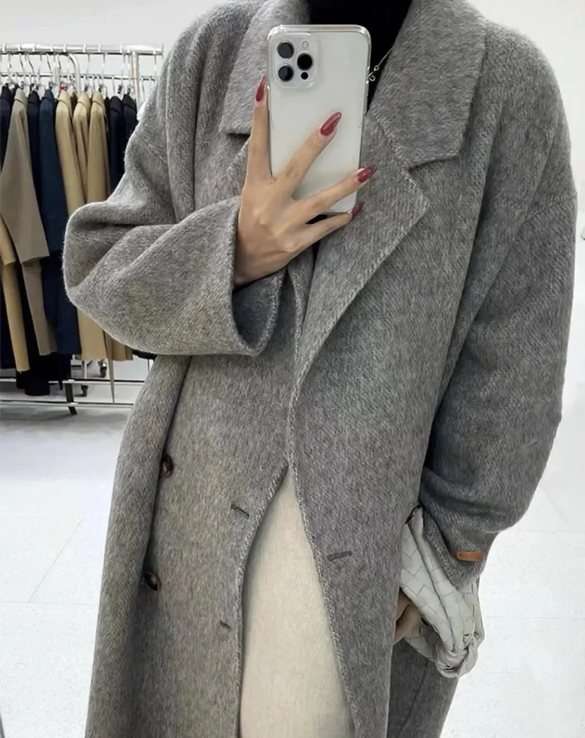 2023 new high-end camel wool Korean cashmere coat women's temperament thin cocoon double-sided wool coat