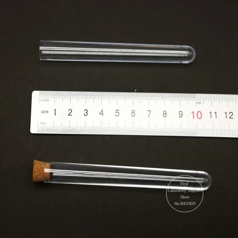 50pcs/lot 12x100mm Lab Clear Plastic Test Tube With Cork For Wedding or School Laboratory