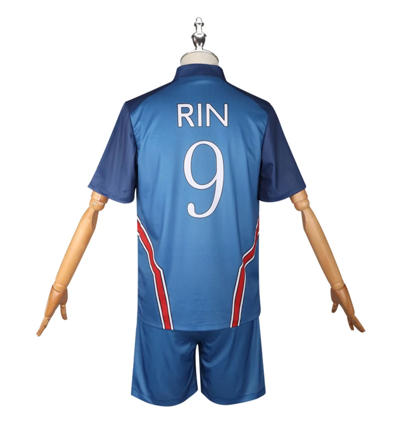 Anime Blue Lock NO.9 Rin Itoshi Cosplay Costume P.X.G T-shirt Shorts Wig Football Jersey Charles Karasu NO.6 Sportswear Outfits