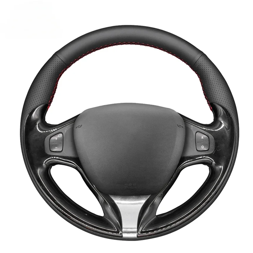 Black Faux Leather Car Steering Wheel Cover for Renault Clio 4 2012-2016 Captur 2013-2016 Samsung QM3 2013-2015