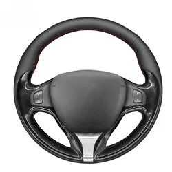 Black Faux Leather Car Steering Wheel Cover for Renault Clio 4 2012-2016 Captur 2013-2016 Samsung QM3 2013-2015