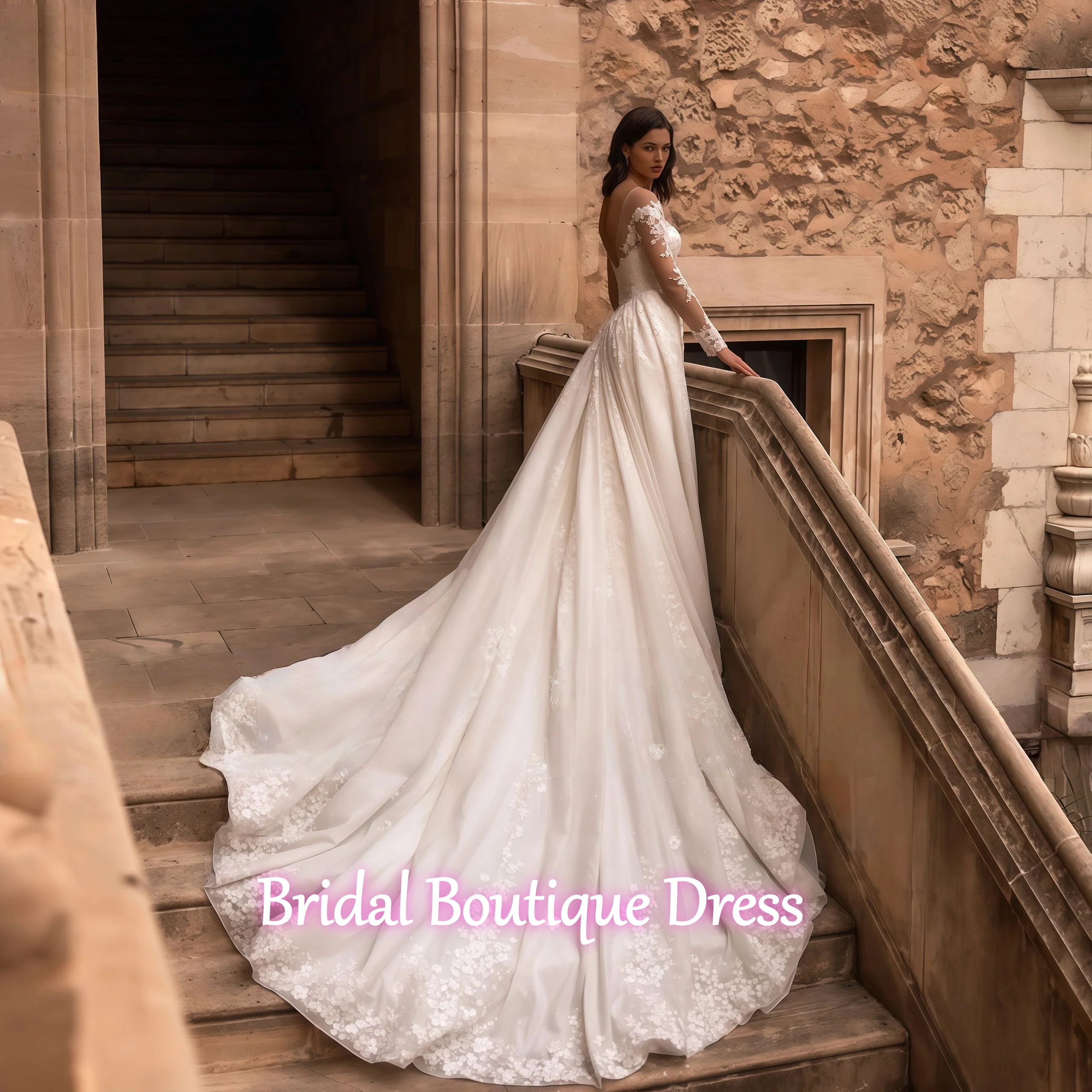 Personalizza abiti da sposa a sirena sexy in pizzo eleganza che bordano perle ricami applicazioni pizzo illusione scoop 2 in 1 abiti da sposa