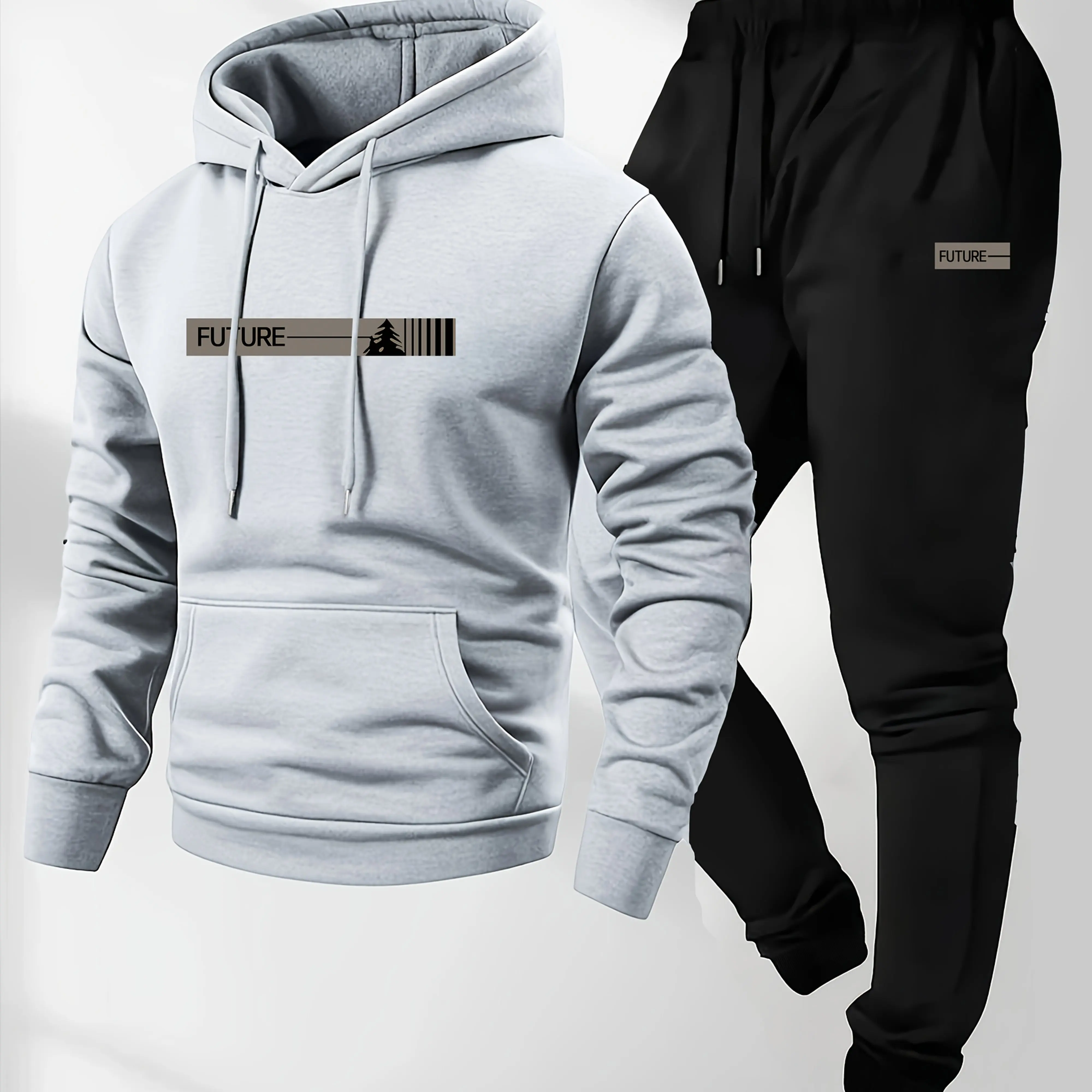 

Men's clothing includes casual round-neck long-sleeved hooded shirts and sweatpants, suitable for winter and autumn seasons.