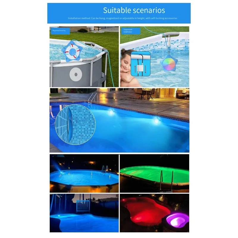 Multicolor LED Pool Light-Underwater Light 10W Waterproof, Dimmable With Remote And Bluetooth App Control-EU Plug