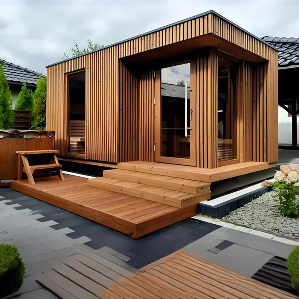 Outdoor Sauna Room Garden Large Space Hemlock Sauna 6 10 Persons Wet Steam Indoor Outdoor Integrated Shower Customized