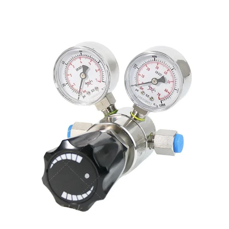 High Pressure 50 Bar Stainless Steel Regulator Single Stage for Nitrogen Oxide Argon Air Helium Industrial Applications