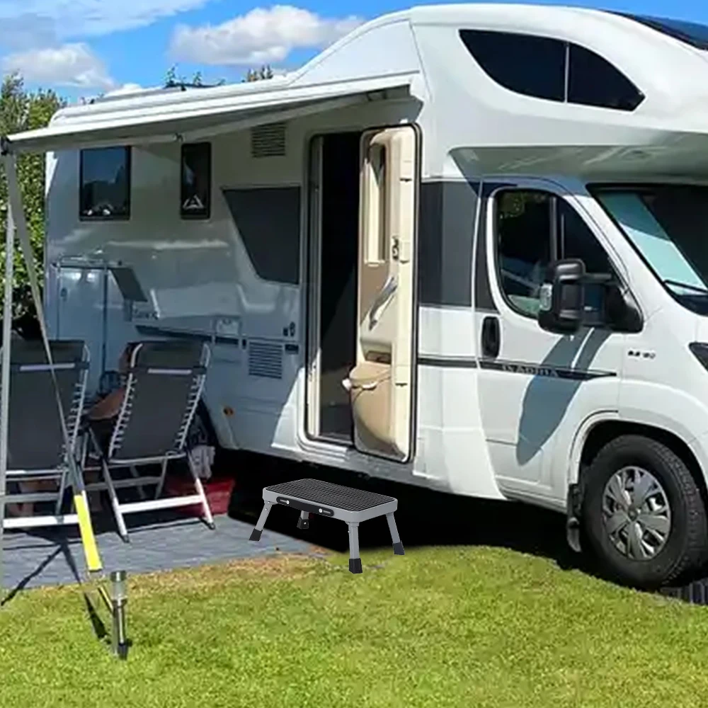 

1PC Caravan Entry Step Heavy Duty Lightweight Non Slip Motorhome Campervan Metal Stable Step Stool With Anti Slip Properties