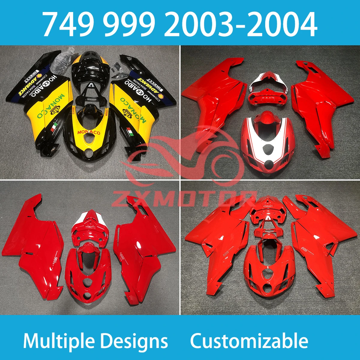 For Ducati 749 999 03 04 Hot Style Fairing Kit 2003 2004 Customizable Motorcycle Accessories Shell Fairings Prime Bodywork Set