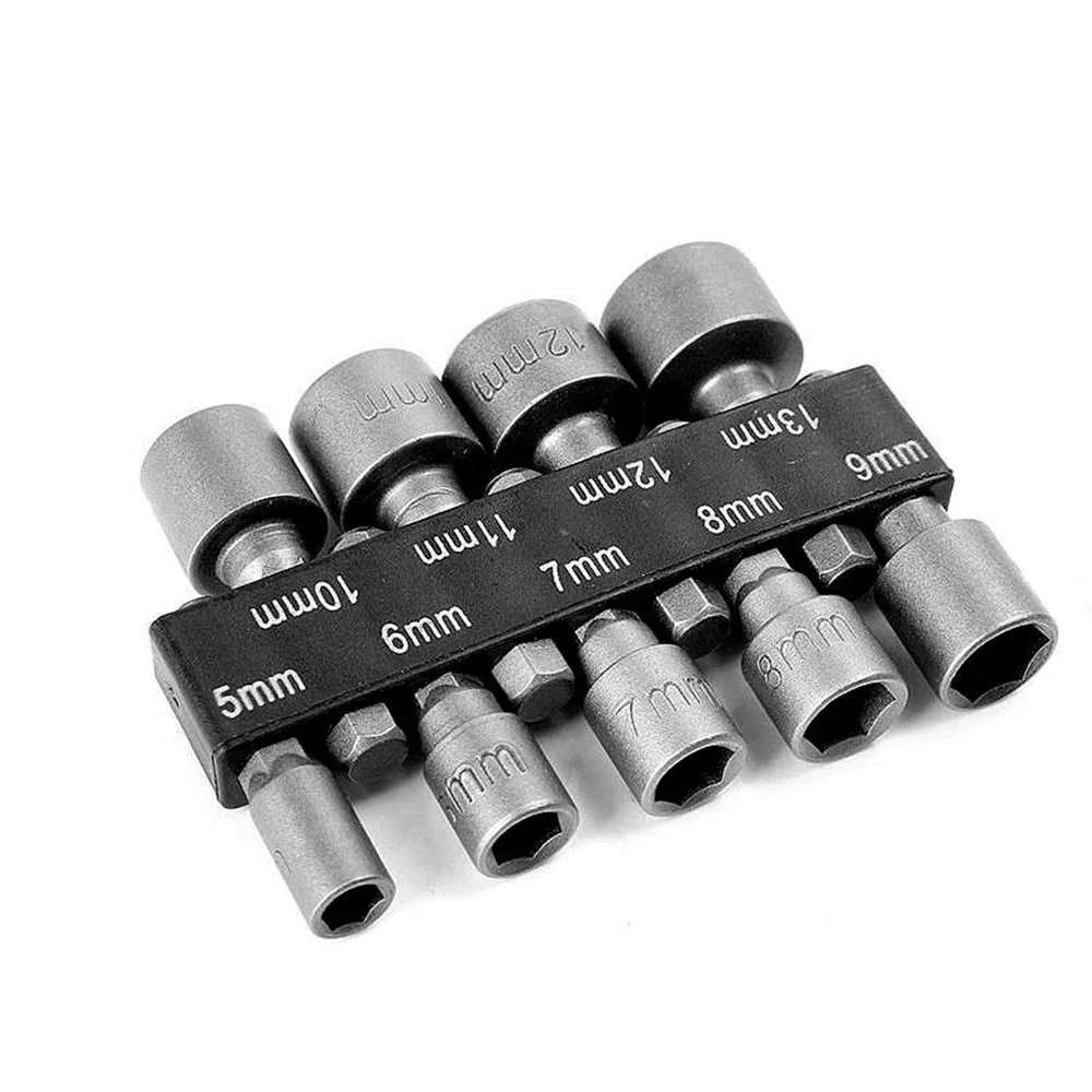 9Pcs Power Nut Driver Hex Shank Drill Bit Adapter Socket Wrench Screw Tool 5mm 6mm 7mm 8mm 9mm 10mm 11mm 12mm 13mm Socket