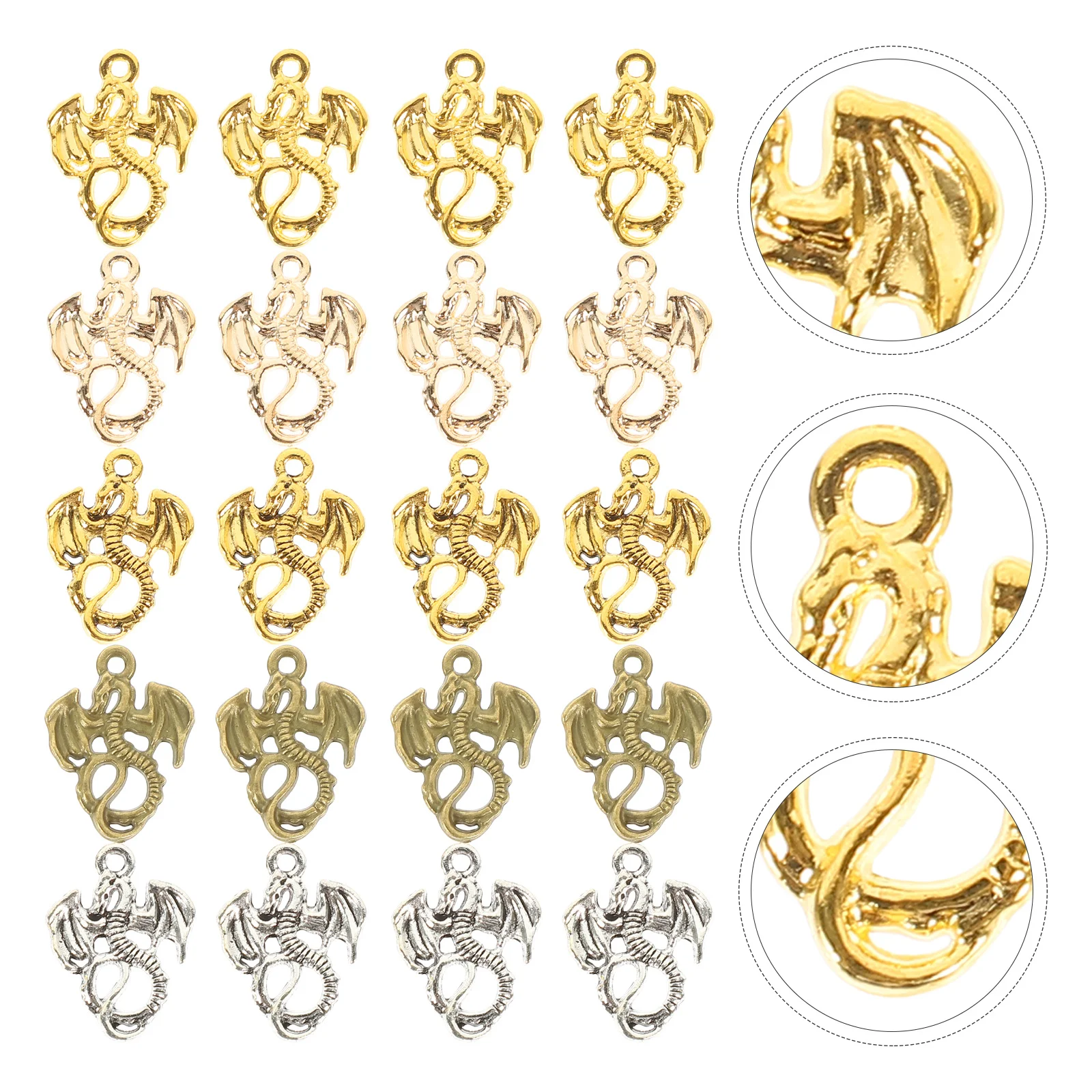 

100Pcs Fine Workmanship Dragon Charm Pendant Easy to String Suspend Attach Connect for Various DIY Projects Dragon Charms