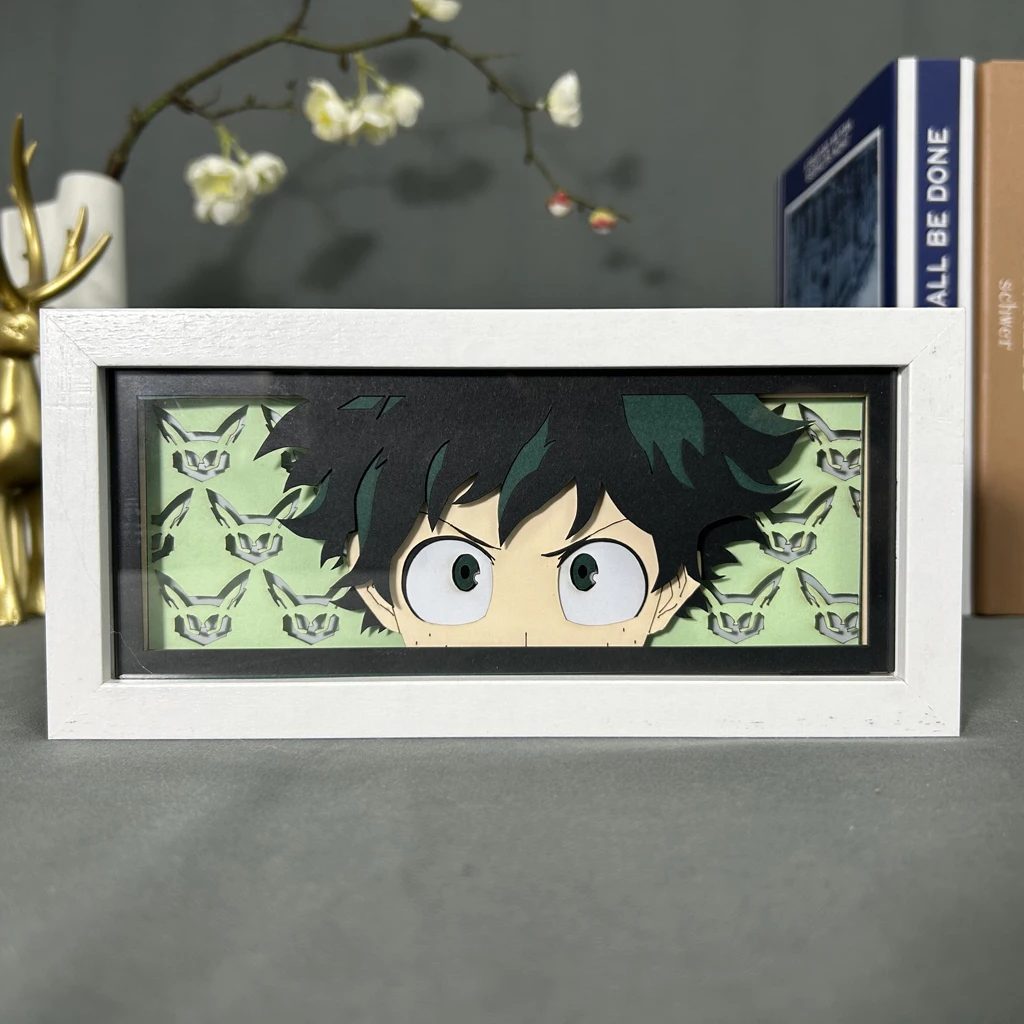 My foreAcademia Anime Lightbox, décoration de chambre à coucher, lampe Manga Papercut pour chambre d'enfant, Izuku Lightbox, éclairage de jeu