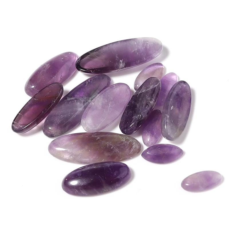 5/3pcs Natural Stone Amethyst Cabochon Oval Flatback Spacers 5x10/7x14/8x17/9x23mm For DIY Jewelry Making Pendant Accessories