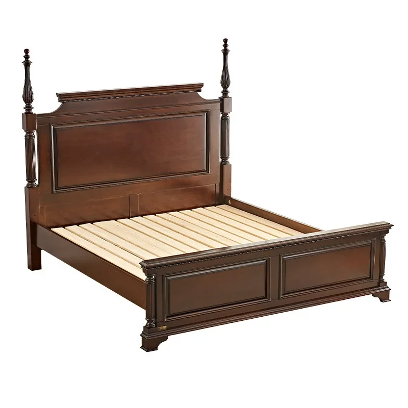 

American light luxury solid wood 1.8 meters soft bag master bedroom double 2 meters wedding bed solid wood custom rural Roman