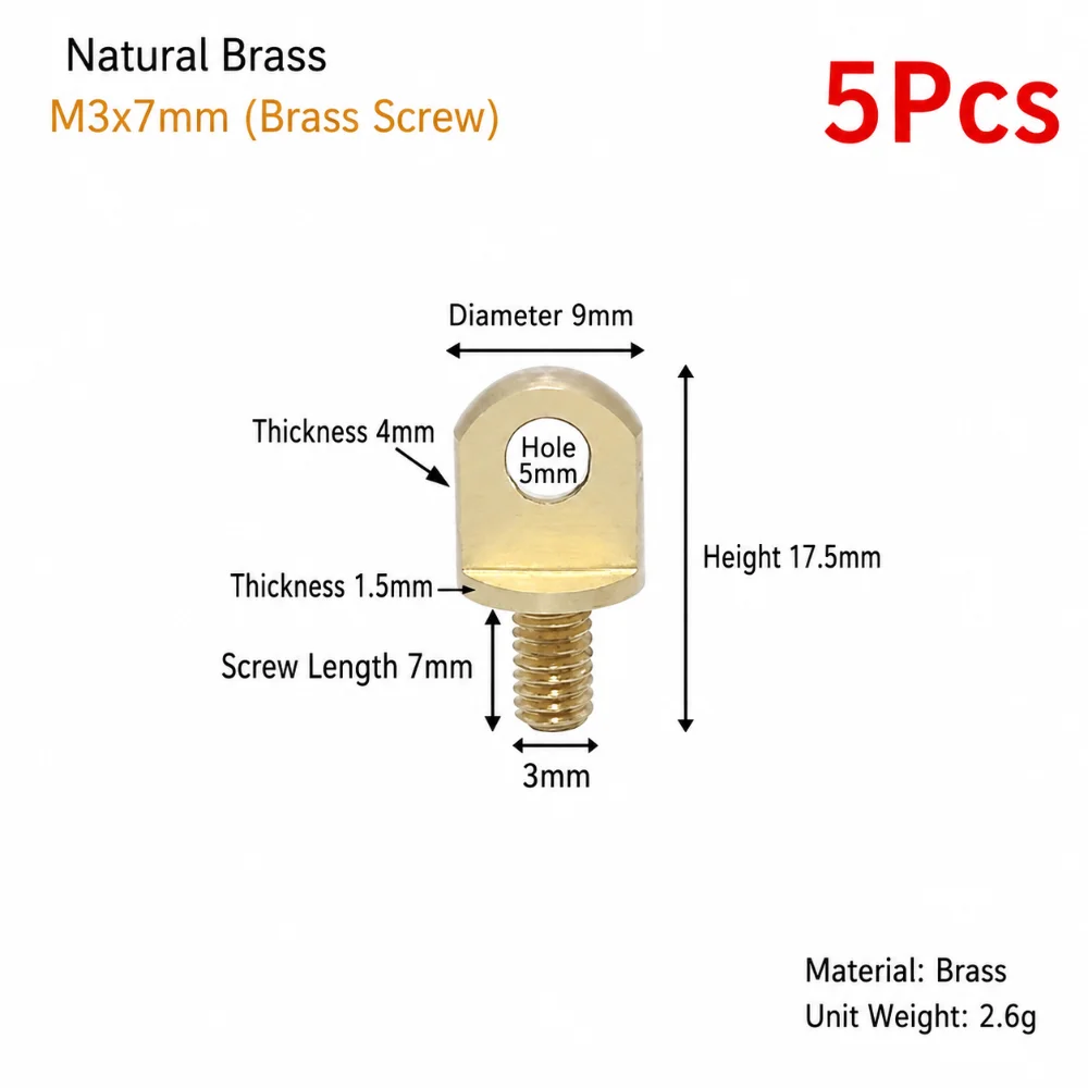 5Pcs M3-M10 Brass Eye Bolts Copper With Hole Lifting Ring Eye Bolt Brass Copper Lifting Eye Screws