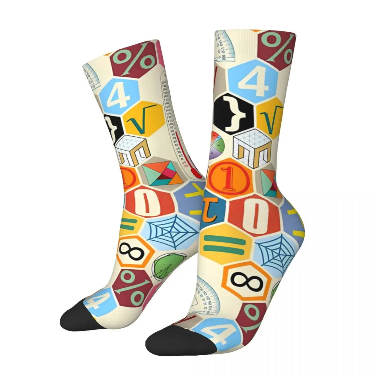 Vintage Hip Hop Men's Socks Math Unisex Street Style Pattern Printed Happy Crew Sock Gift