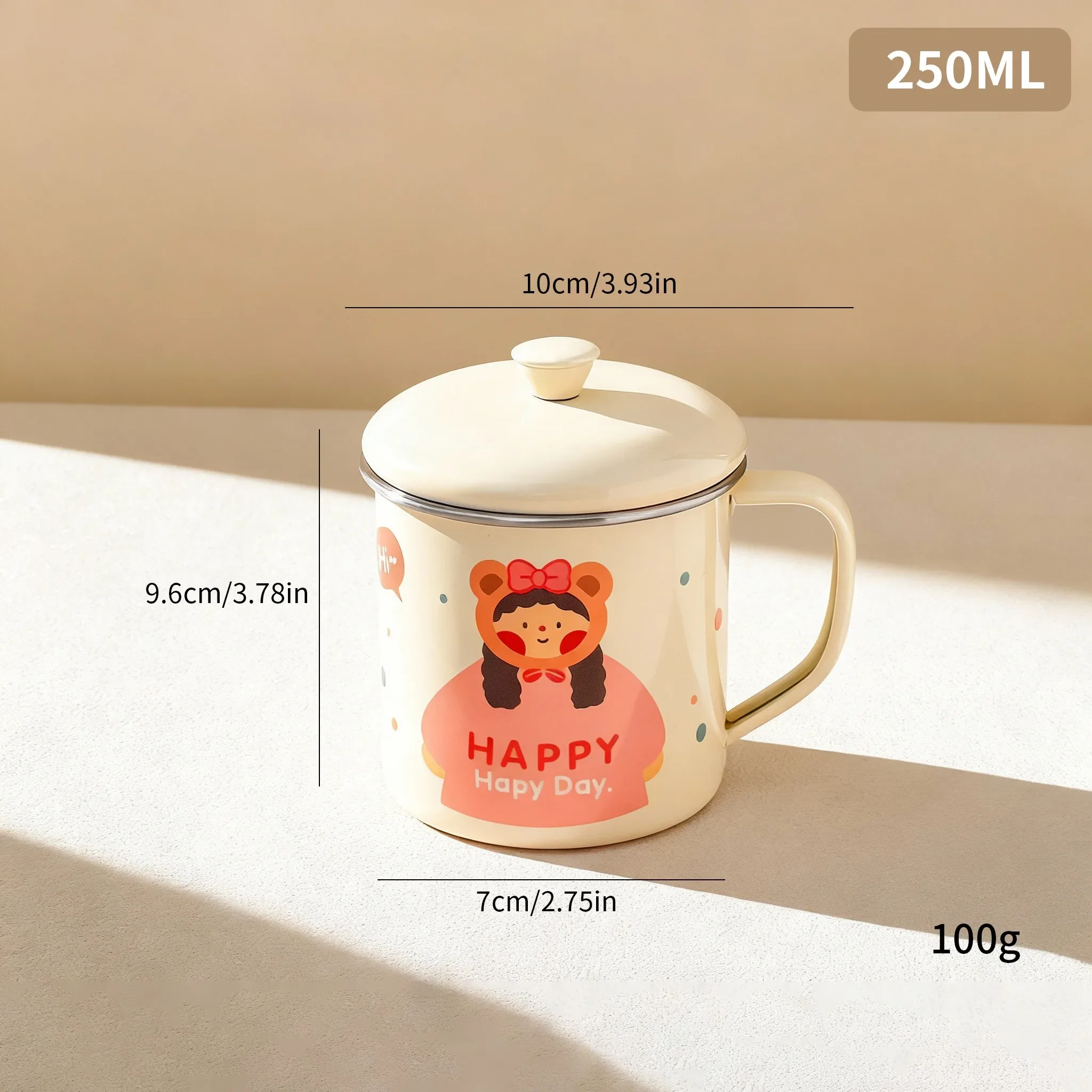 316 roestvrijstalen waterbeker voor kinderen, een schattige, kleine beker voor kinderen, duurzaam, hittebestendig, geschikt voor melk en koffie, met deksel en handvat.