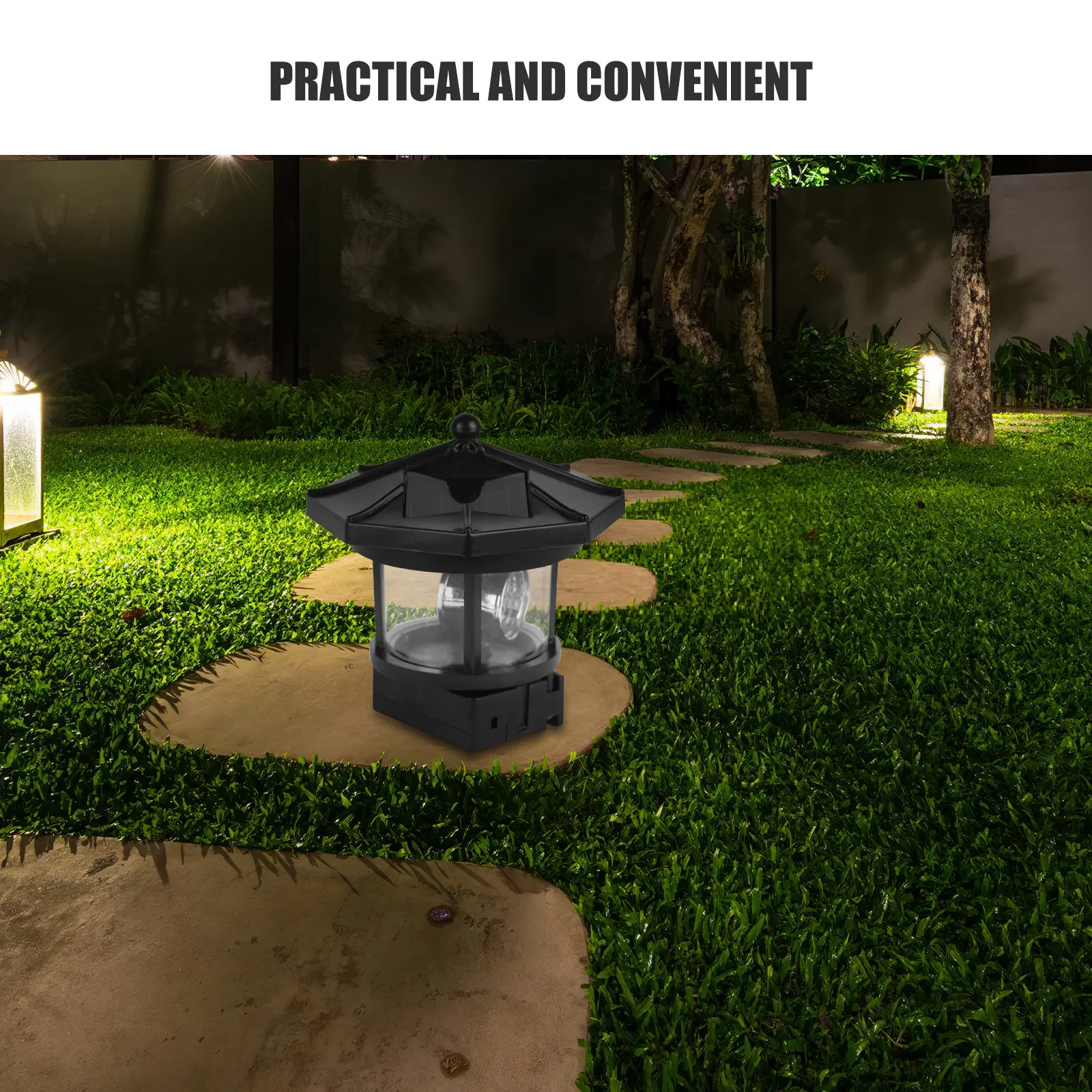 2Pcs Rotating Solar Lighthouse Lights Outdoor Garden Lamp Weatherproof LED Solar Powered for Villa Yard Pathway Landscape