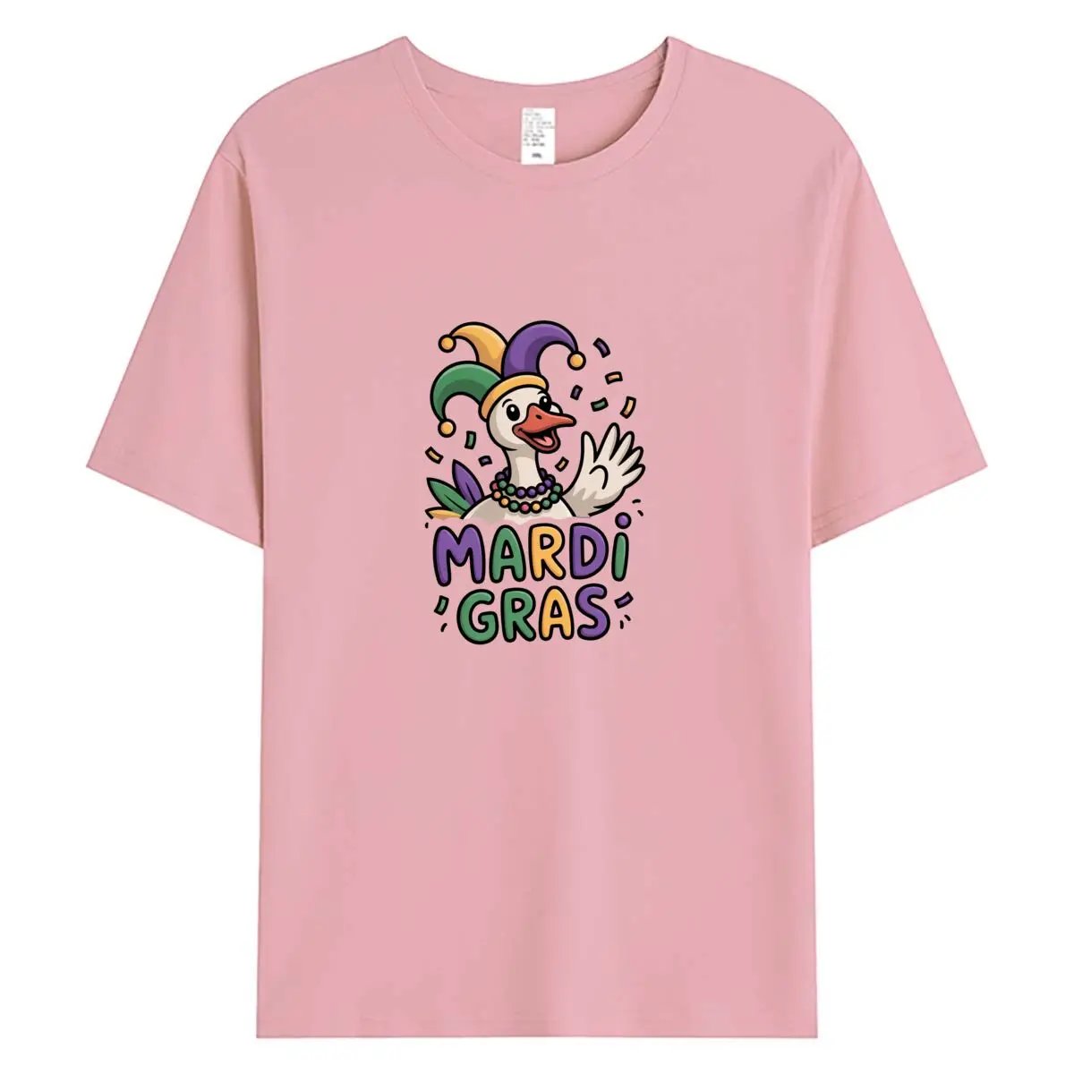 Mardi Gras Silly Goose Graphic T-shirt Tshirt Oversized Tops 2026 New Short Sleeve T Shirts Clothing 100% Cotton Women Tees