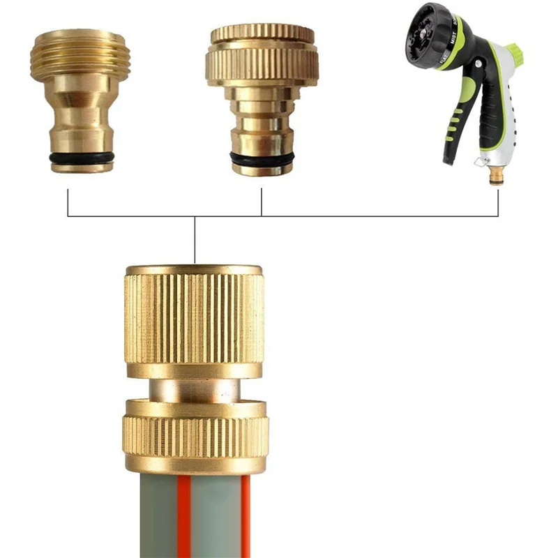 

AB33-16 Pieces Garden Hose Tap Connector 1/2 Inch And 3/4 Inch Size 2-In-1 And 1/2 Inch Hose Pipe Quick Connector