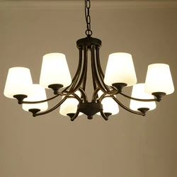 American Iron Art Simple Pendant Lamp for Living Room Retro Black Hanging Light Fixture Dining Room Bedroom Industrial Lighting