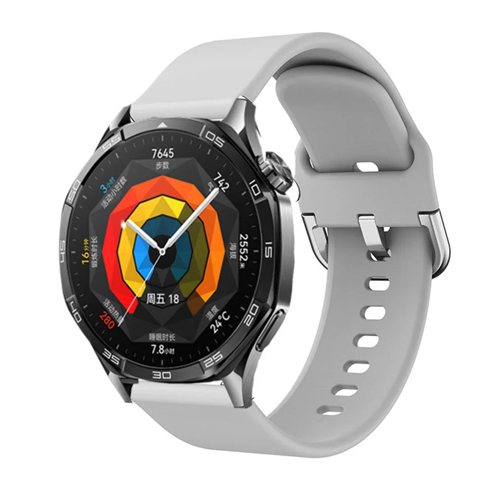 22mm Silicone Strap For Huawei Watch GT 5/5pro 46mm Same Color Buckle Watchbands Adjustable Single Color Wristband