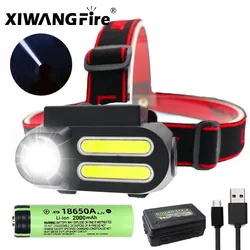 Portable Mini XPE+COB LED Headlamp Work Light Waterproof Headlight Use 18650 Battery for Night Lighting Flashlight head lamp