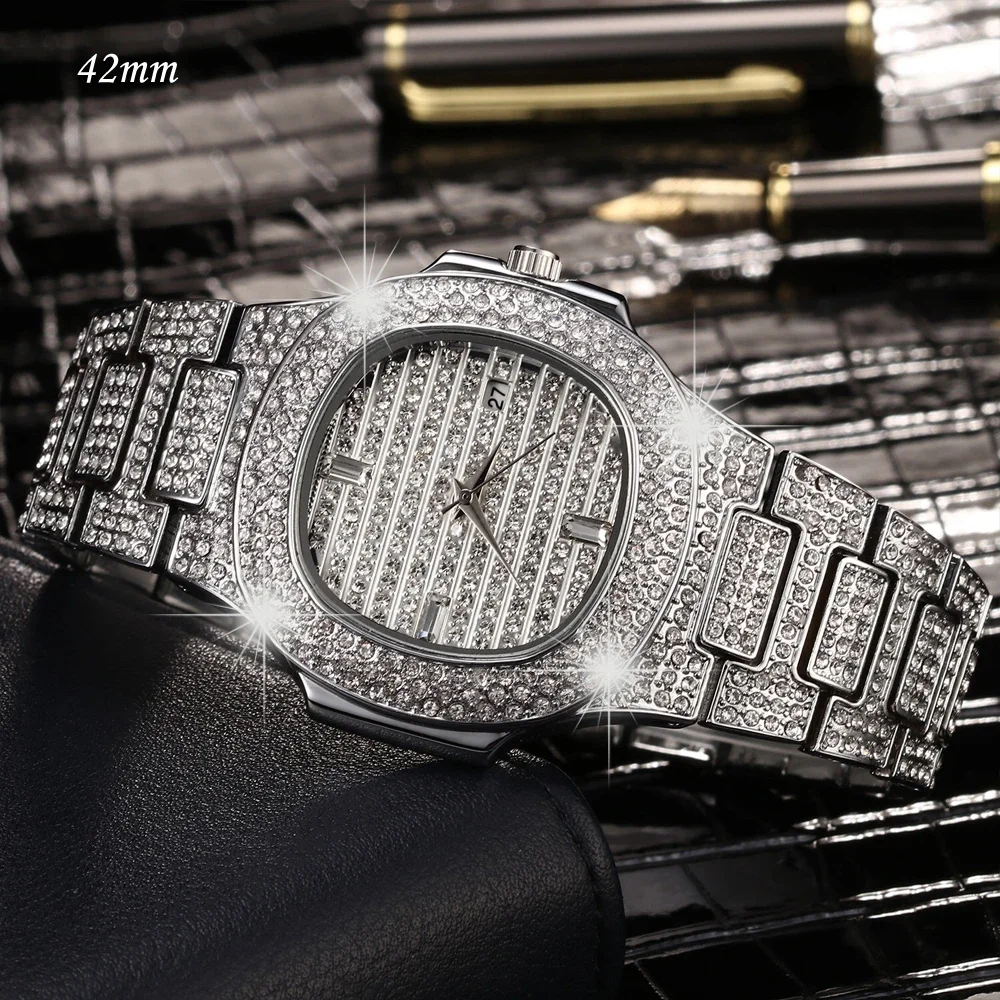 

Full Bling Diamonds Watch Men Luxury Brand Hip Hop ICED Out Mens Quartz Watches Business Male Clock Waterproof New Reloj Hombre