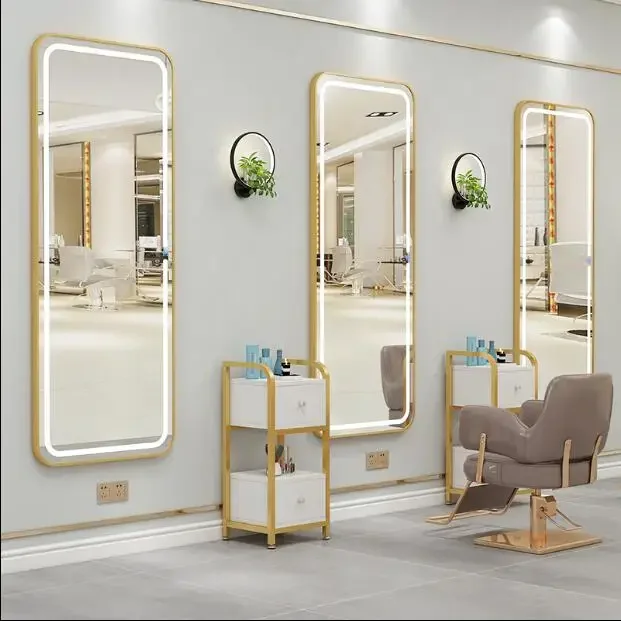 Wall mounted luminous new wall mounted hair cutting mirror