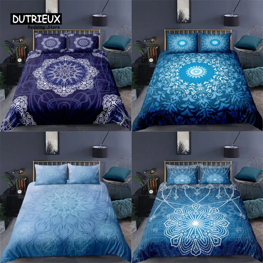 

Luxury 3D Navy Mandala Print Home Living 2/3Pcs Comfortable Duvet Cover PillowCase Bedding Set Queen and King EU/US/AU Size