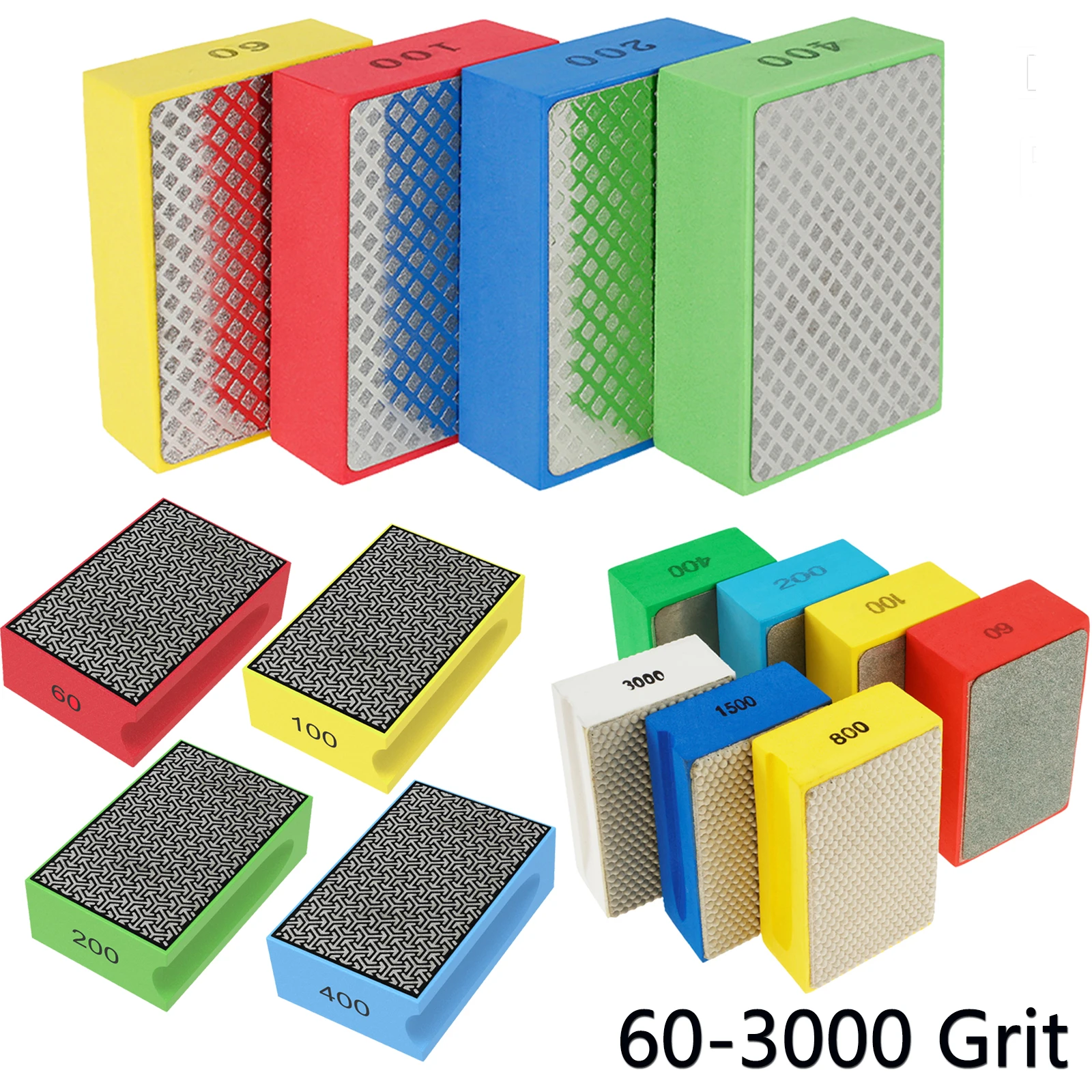 

Алмазные подушечки для ручной полировки, зернистость 60-3000, шлифовальный блок, пенопластовая подложка для плитки, стекла, камня, мрамора, гранита, керамики, металла, влажной и сухой