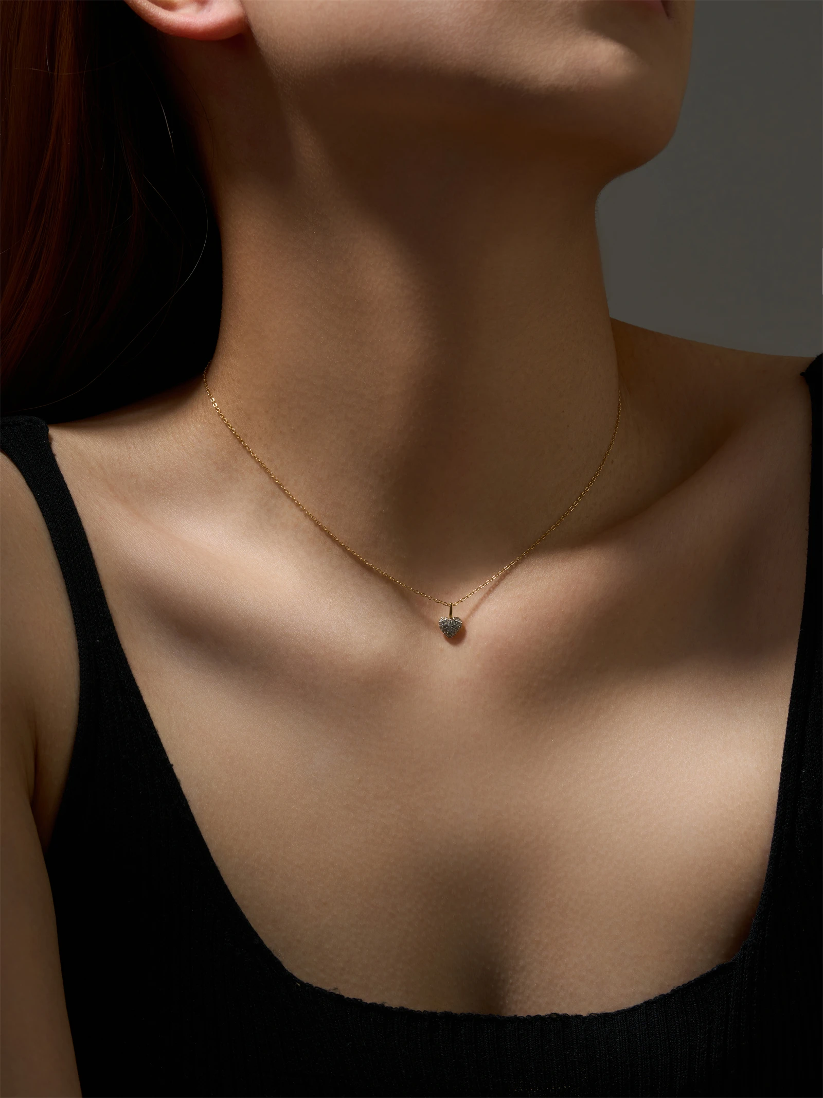 DPLAOPA 925 Sterling Silver Gold Love Heart Pendant Full Zircon Charm Long Chain Necklace 2024 Women Luxury Fine Jewelry — zdjęcie 3