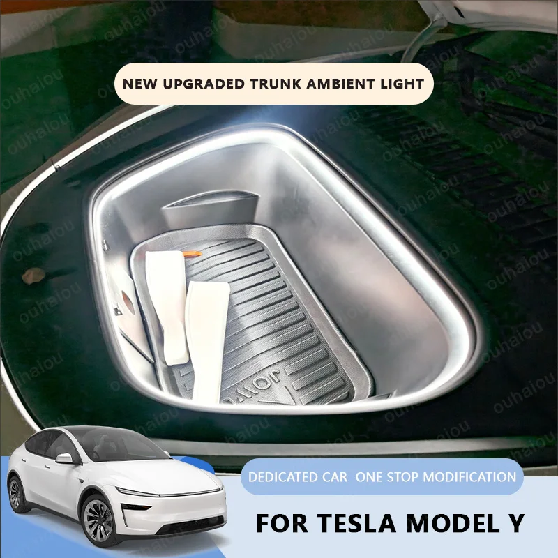 For Tesla Model Y S X Car Front Trunk Decorative Fitting Modification Light Atmosphere Lights White Warm White LED Light Bar