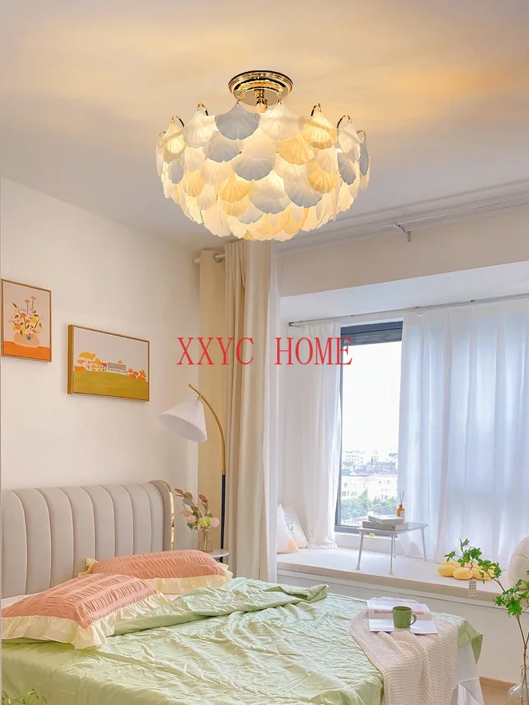 Master Bedroom Ceiling Lamp Modern Minimalist Lamp in the Living Room Cream Style Girl's Room Light Luxury French Shell Lamp