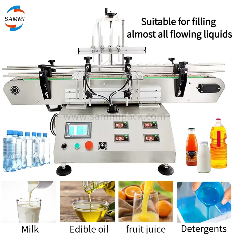 Automatic 4 Heads Table Bench Top Machinery Industry Equipment Juce Lotion Oil Water Liquid Automatic Bottle Filling Machine