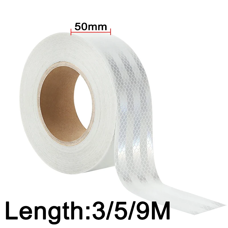 5cm*3/5/9M High Adhesive Reflective Safety Tape Road Warning Strip Automotive Body Motorcycle Decoration Car Reflector Sticker