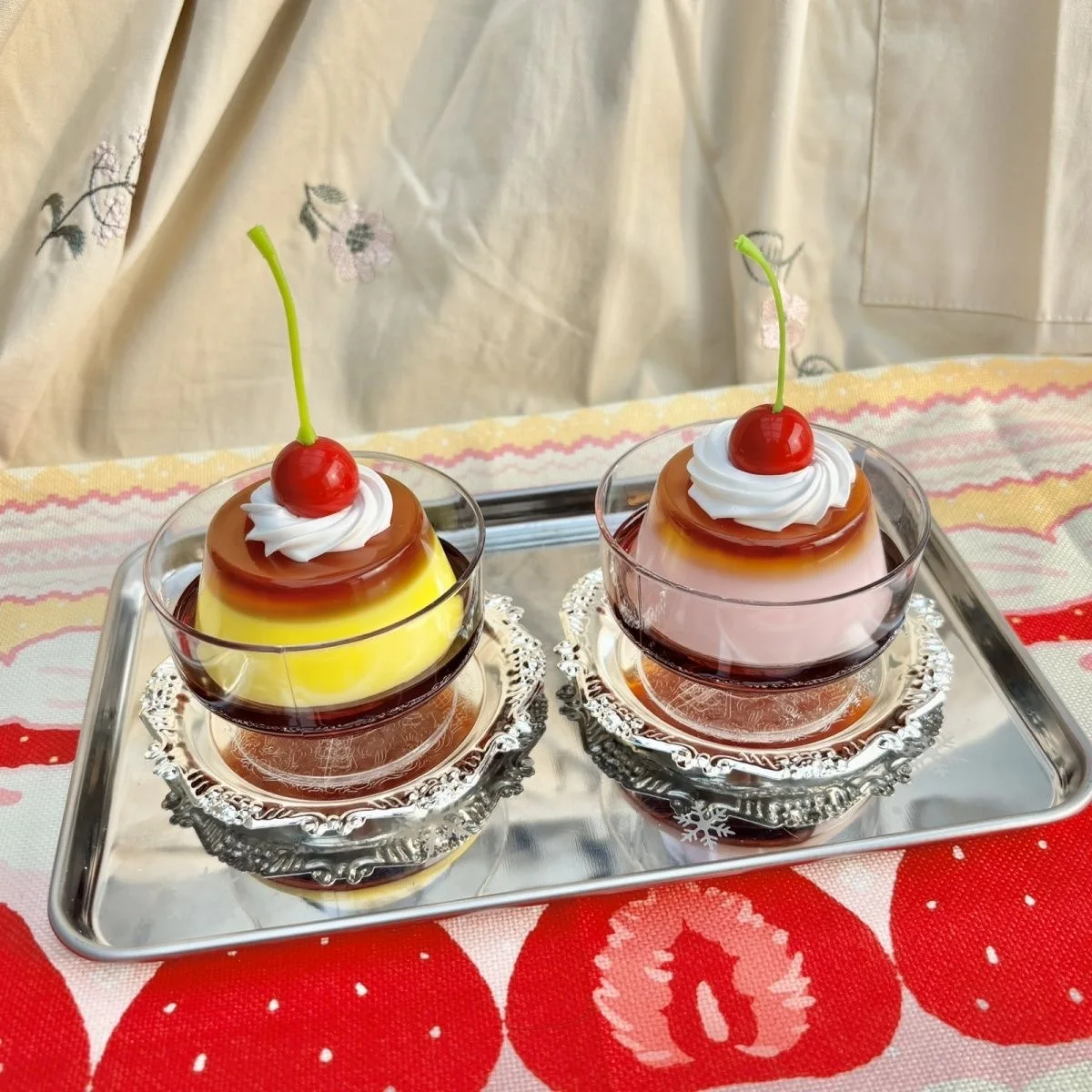 Retro Niedliche Ornamente Karamellpudding Foto-Requisiten Tischset Niedliche Altmodische Handgemachte Raumdekoration Ornamente Süße Geschenke