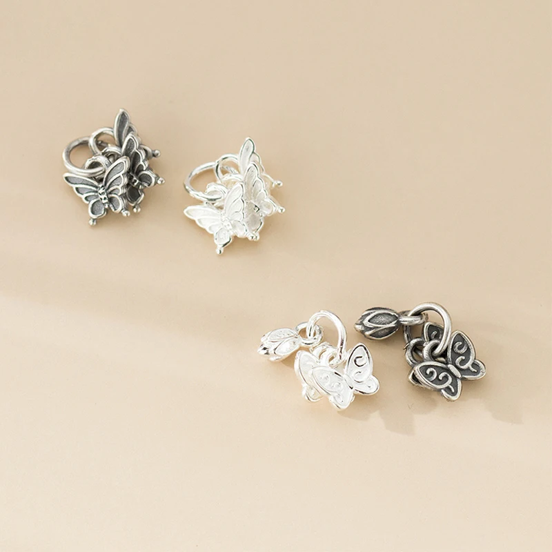 

1pc 100% 925 Sterling Silver Butterflies Combination Pendants Vintage Earrings Bracelets Silver Charms DIY Jewelry Accessories
