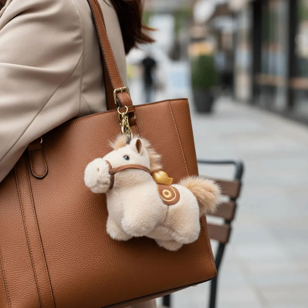 Funny Creative Yuanbao Pony Pendant Cute Soft Plush Horse Keychain Fluffy Mascot Dolls Zodiac Pony Figurine Year of Horse