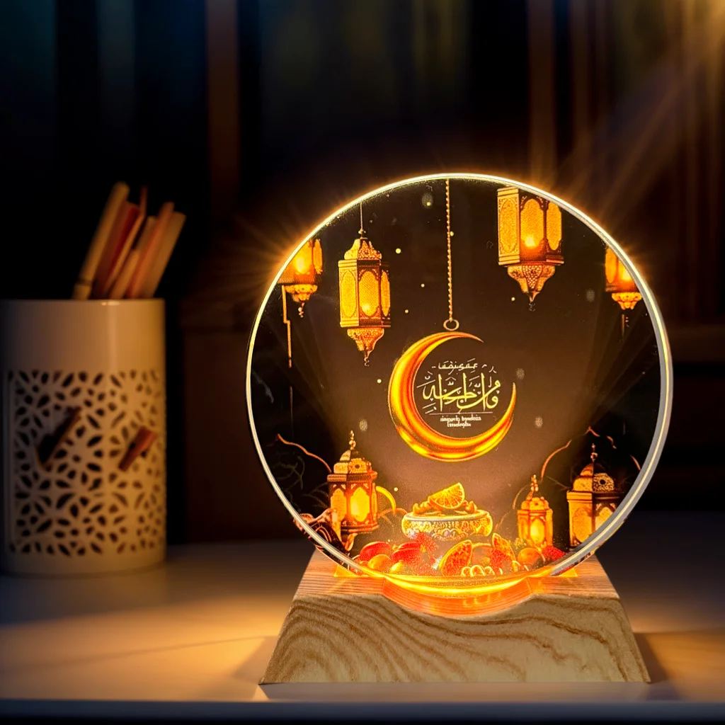 

Ночной светильник с воссоединением Рамадана подходит для украшения Рамадана на День святого Валентина, настольной лампы для спальни, атмосферной лампы и