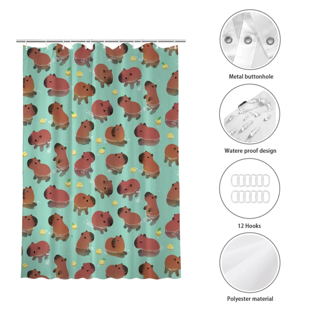 Bath Time Bathroom Shower Curtains Capybara Cute Animal Waterproof Partition Unique Home Decor Bathroom Accessories