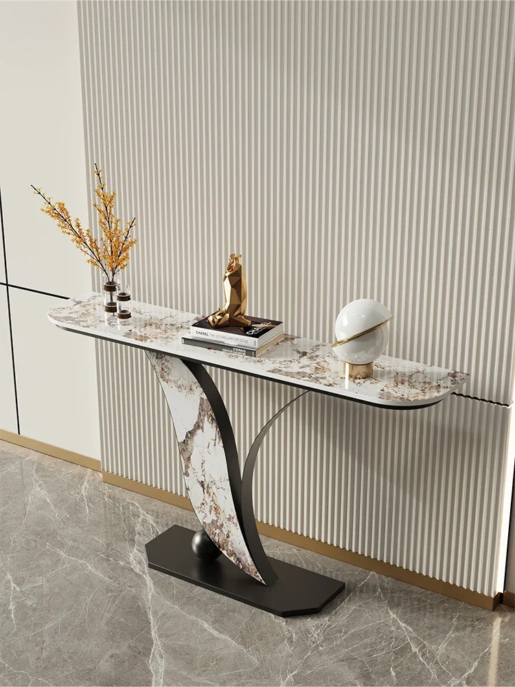 Light luxury door cabinet high-end light luxury rock slab living room modern simple table rack