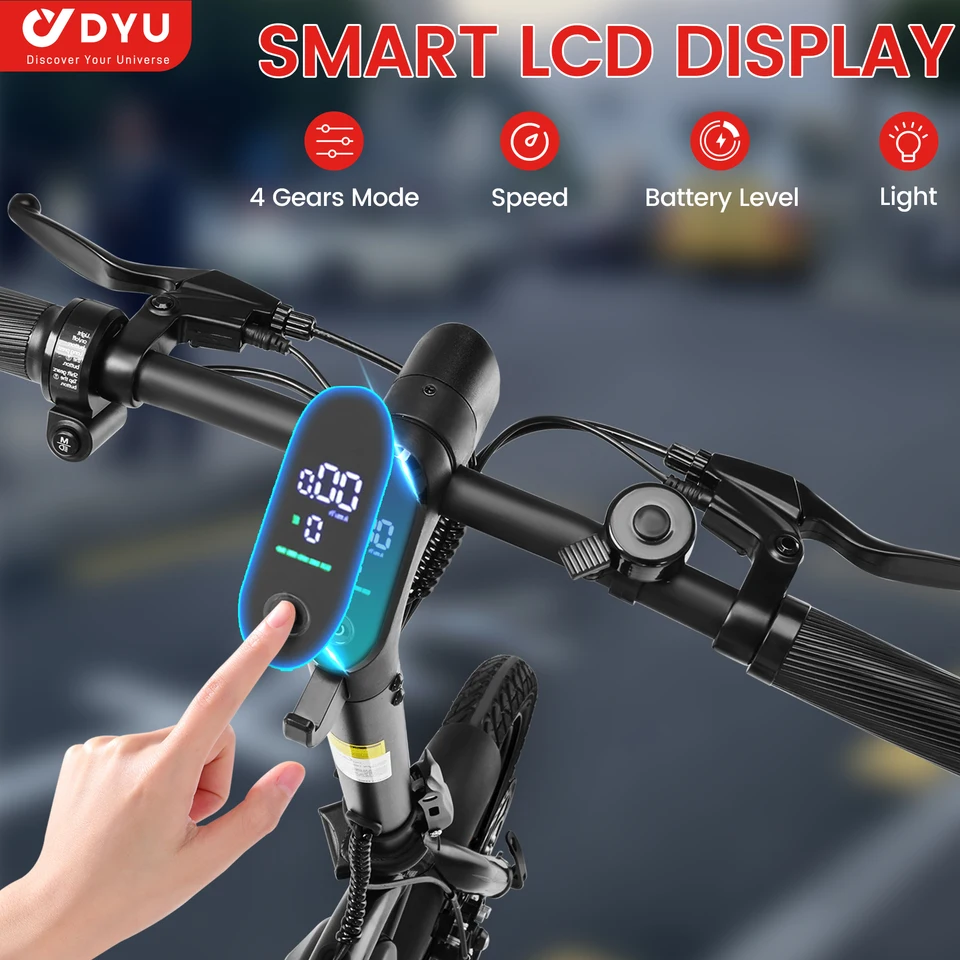 DYU D3F 14 inch Folding Electric Bike Peak 500W Motor 280.8WH Battery Electric Bicycle,20mph City E-bike image 5