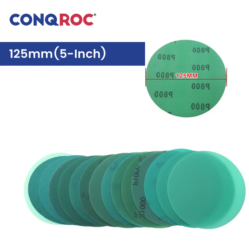 100 Pieces 125mm(5-Inch) Sanding Discs Fused Alumina Zirconia Dry and Wet Sandpapers Polyester Film Hook & Loop High Quality