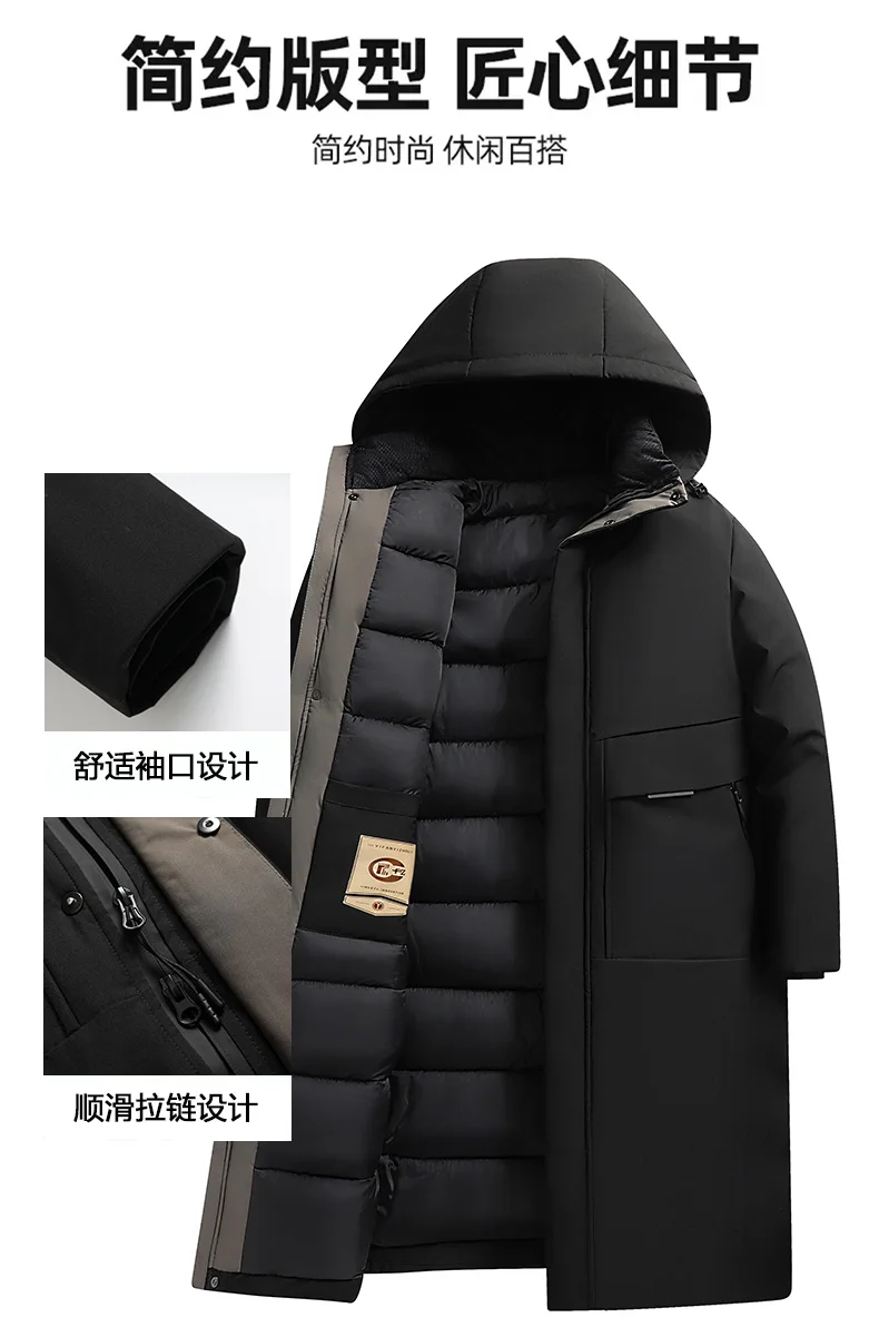 2026 new arrival winter hooded jacket long style sill-like cotton jackets men,mens fashion thicken warm parkas trench coat male