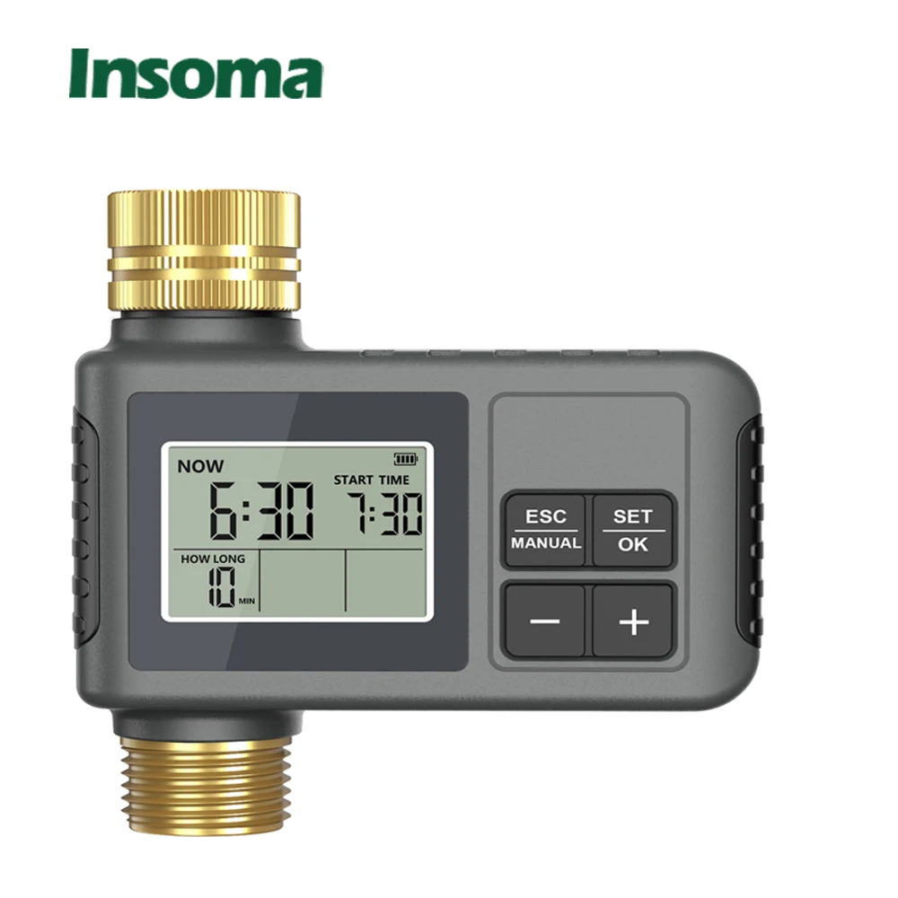 Insoma Automatic Water Timer Intelligent Irrigation Watering System Sprinkler Timer Garden Programmer Equipment IPX5 LCD Display
