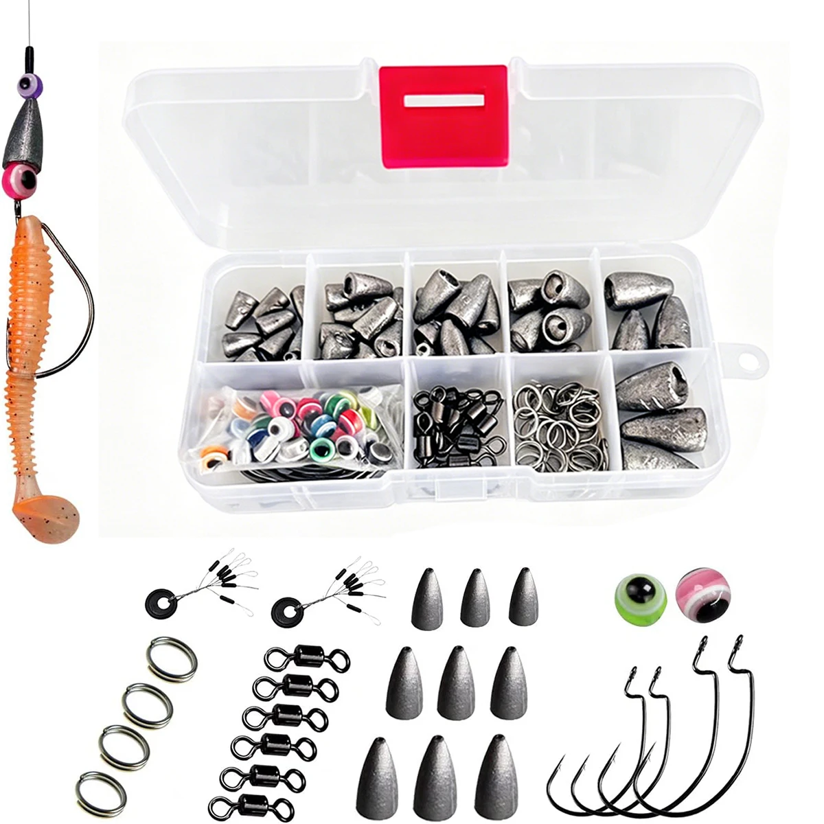 Angelgewichte, Angelkugeln, Bullet-Sinker, Carolina Rig, Texas Rig Kit, Angelzubehör-Set 68 Stück/124 Stück