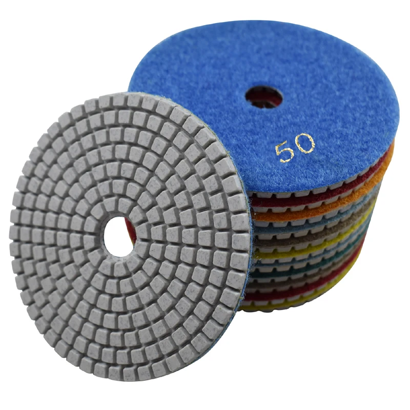 100mm 7 Pcs Wet Diamond Polishing Pads Set For Granite Marble Concrete Stone 4\