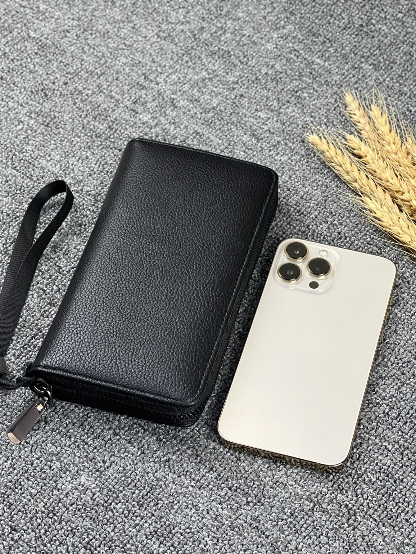 Lange Geldbörse mit Reißverschluss im Business-Stil mit mehreren Kartenfächern, Organizer-Clutch mit großem Fassungsvermögen – Detail 5