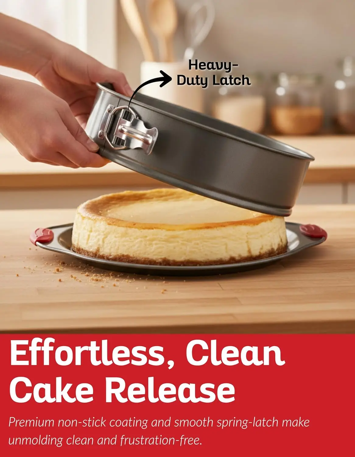 10 Inch Nonstick Springform Pan, Leakproof Cheesecake Baking Mold with Silicone Handles